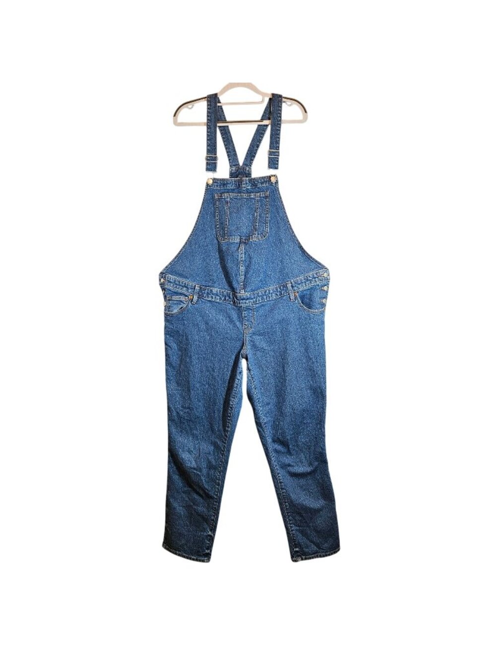 Isabel Denim Bib Overalls Adjustable Straps Womens L Pockets Classic Blue retro